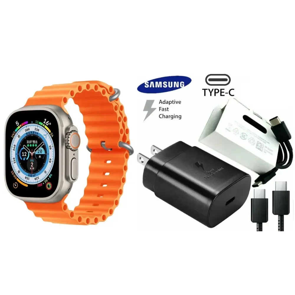 Smartwatch Ultra 8 + Cargador Samsung 1.1 Carga Rapida