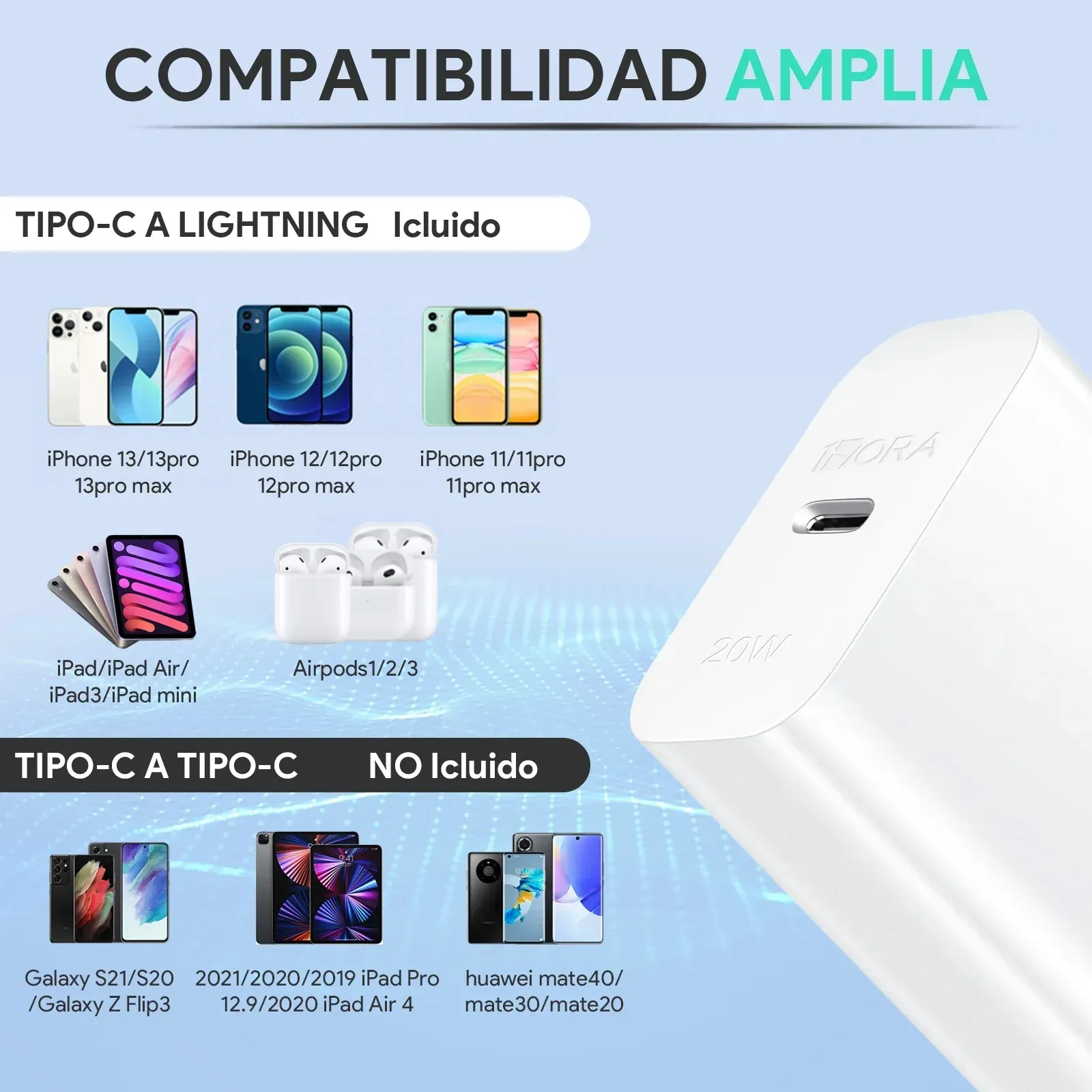 Cargador Iphone Carga Rapida 20w + Parlante Portatil 7 horas De Musica