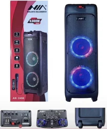 Torre De Sonido Bluetooth Parlante 9000W Con Control Y Microfono Cabina De Sonido Original NIA 