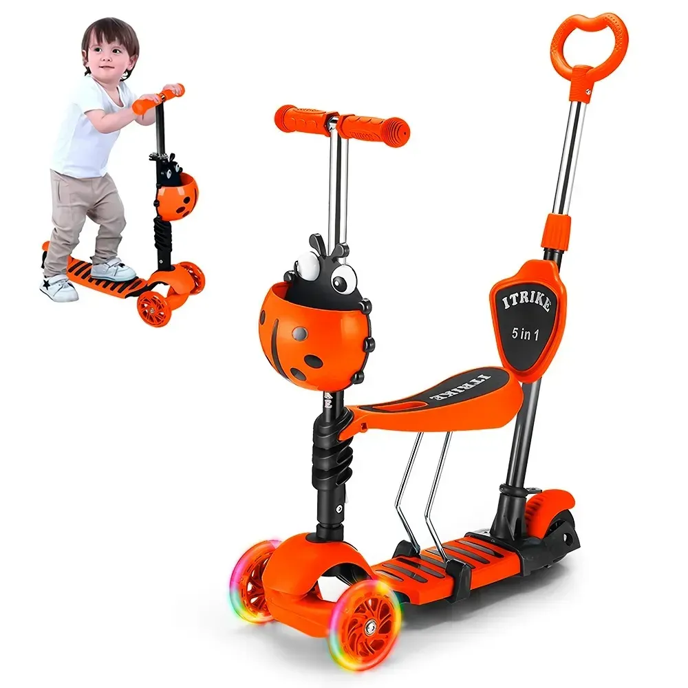 Patineta Scooter Convertible 5 En 1 Para Niños Monopatin Con Luces Led