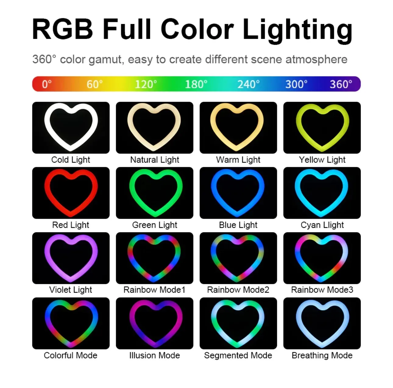 Aro de Luz Corazon 33 cm RGB + Tripode 2.10 Metros Con 3 bases 