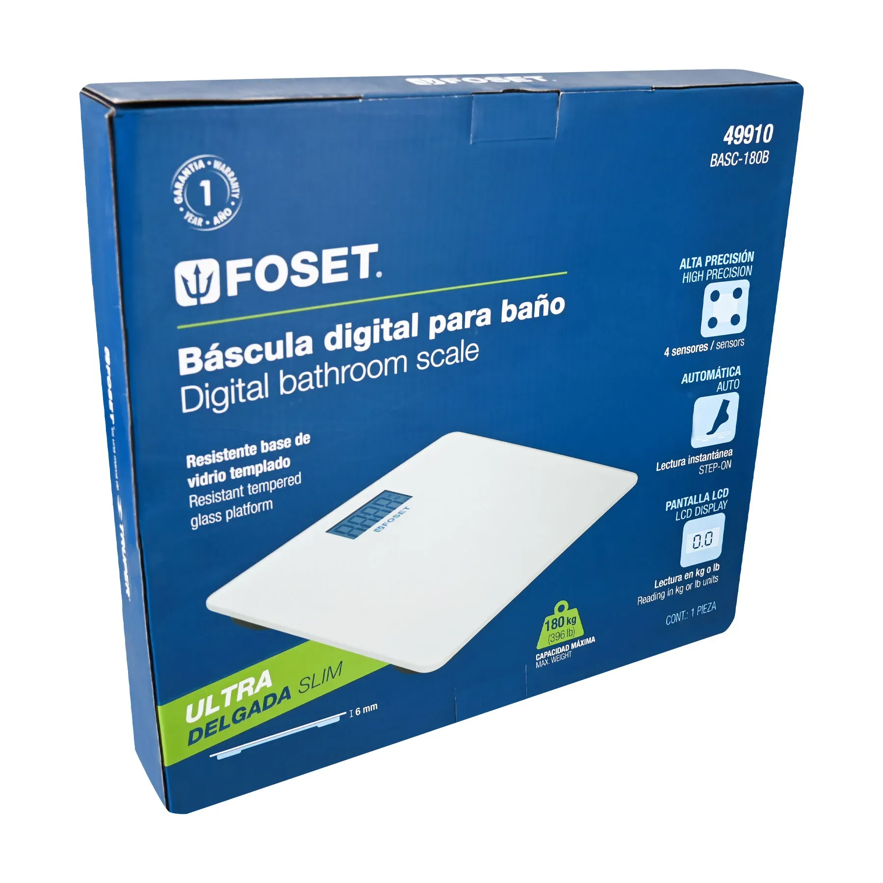 Báscula Digital Para Baño De Vidrio Templado Foset De Alta Precisión