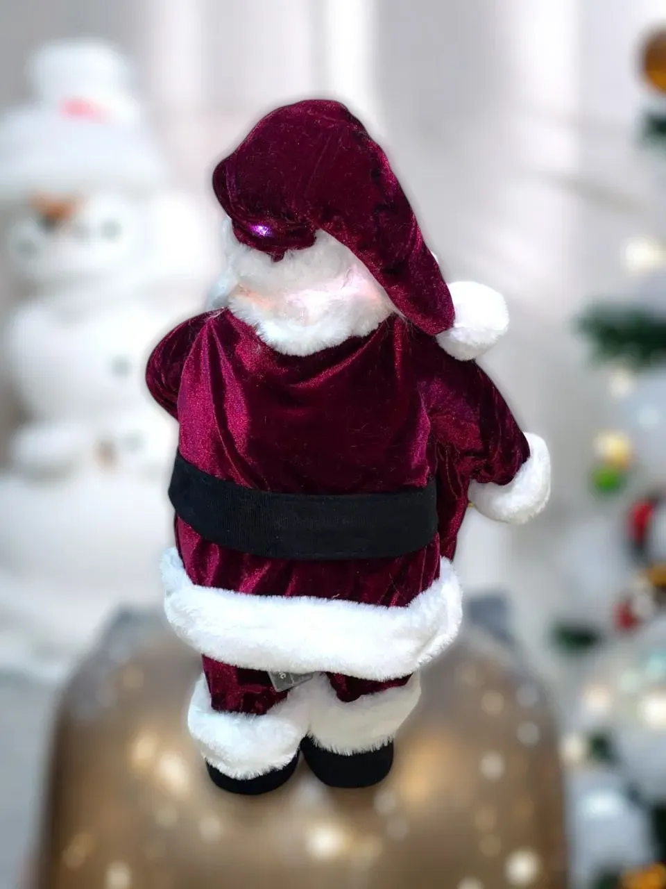 Muñeco Decorativo Papa Noel Navideño En Terciopelo 60Cm Con Luces Led / Tejido a Mano