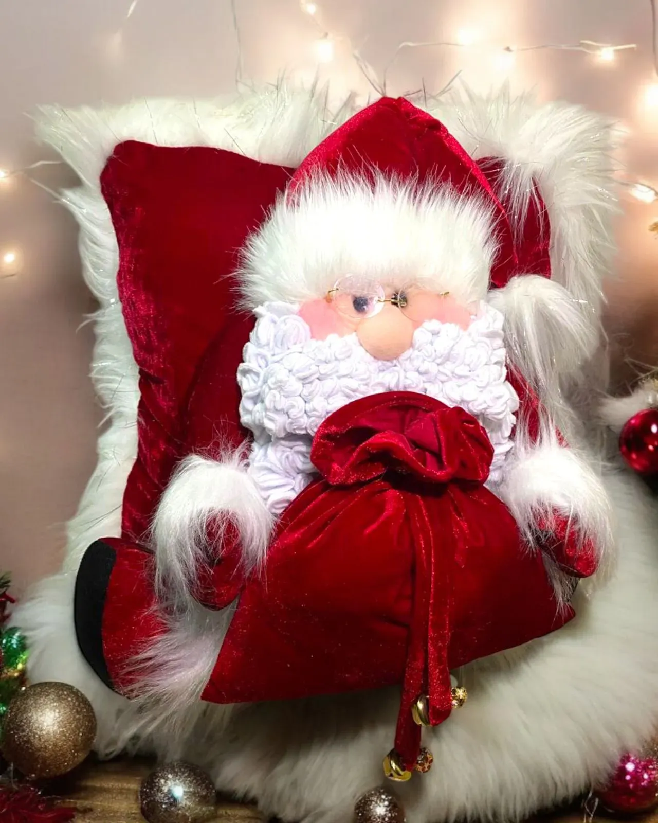 Cojin Navideño Decorativo Papa Noel 45Cm Santa Claus / Tejido a Mano