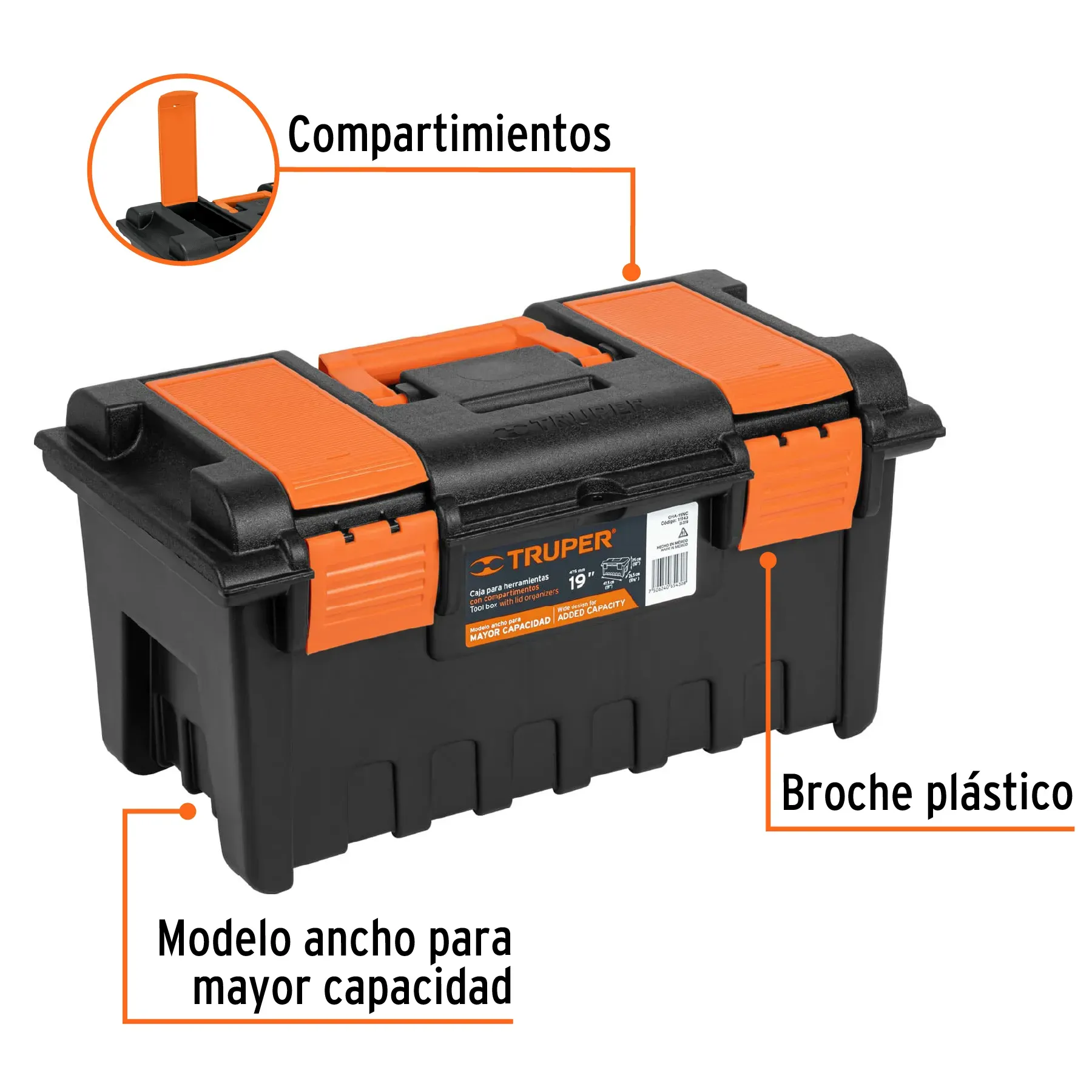 Caja Para Herramienta De 19" Industrial Con Compartimientos Truper