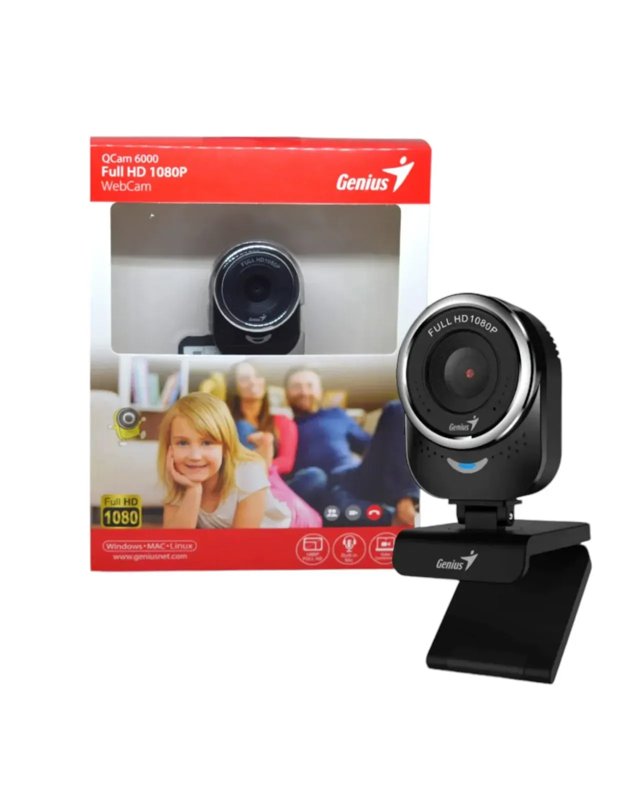 Camara Web Genius QCAM 6000 Webcam FULL HD / Videochats En Fhd 1080p 30FPS