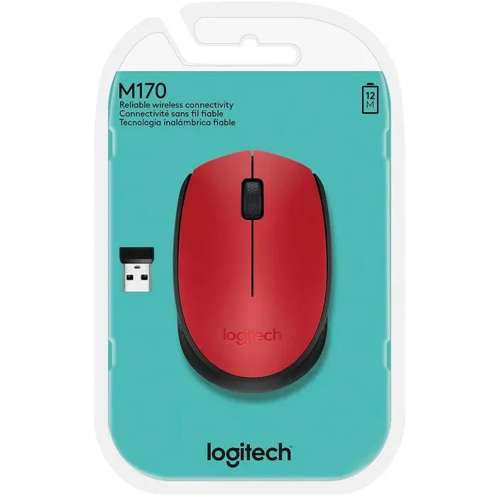 Mouse Optico Inalámbrico Logitech M170 Rojo