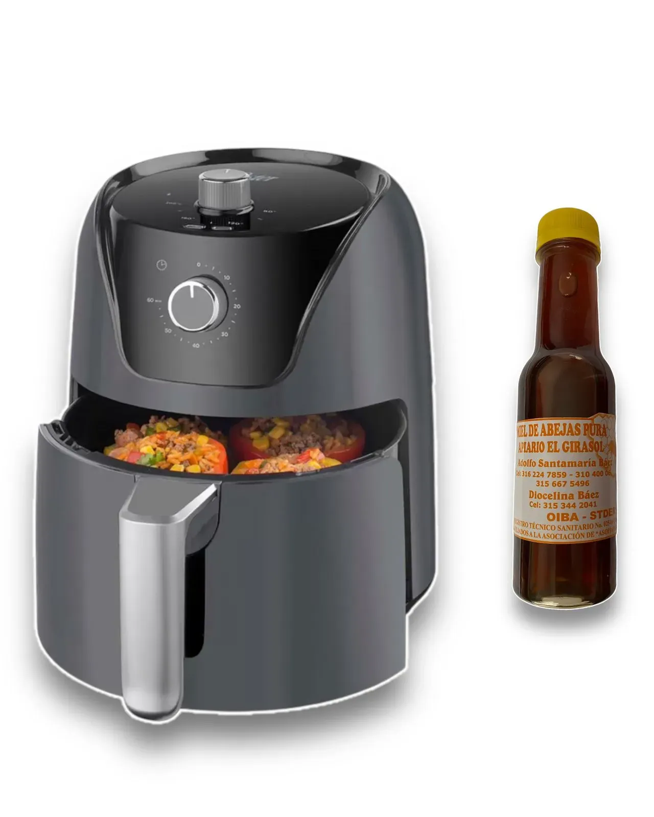 Freidora De Aire Manual Oster 4 Litros Sin Aceite Airfryer + Miel De Abeja 100% Pura