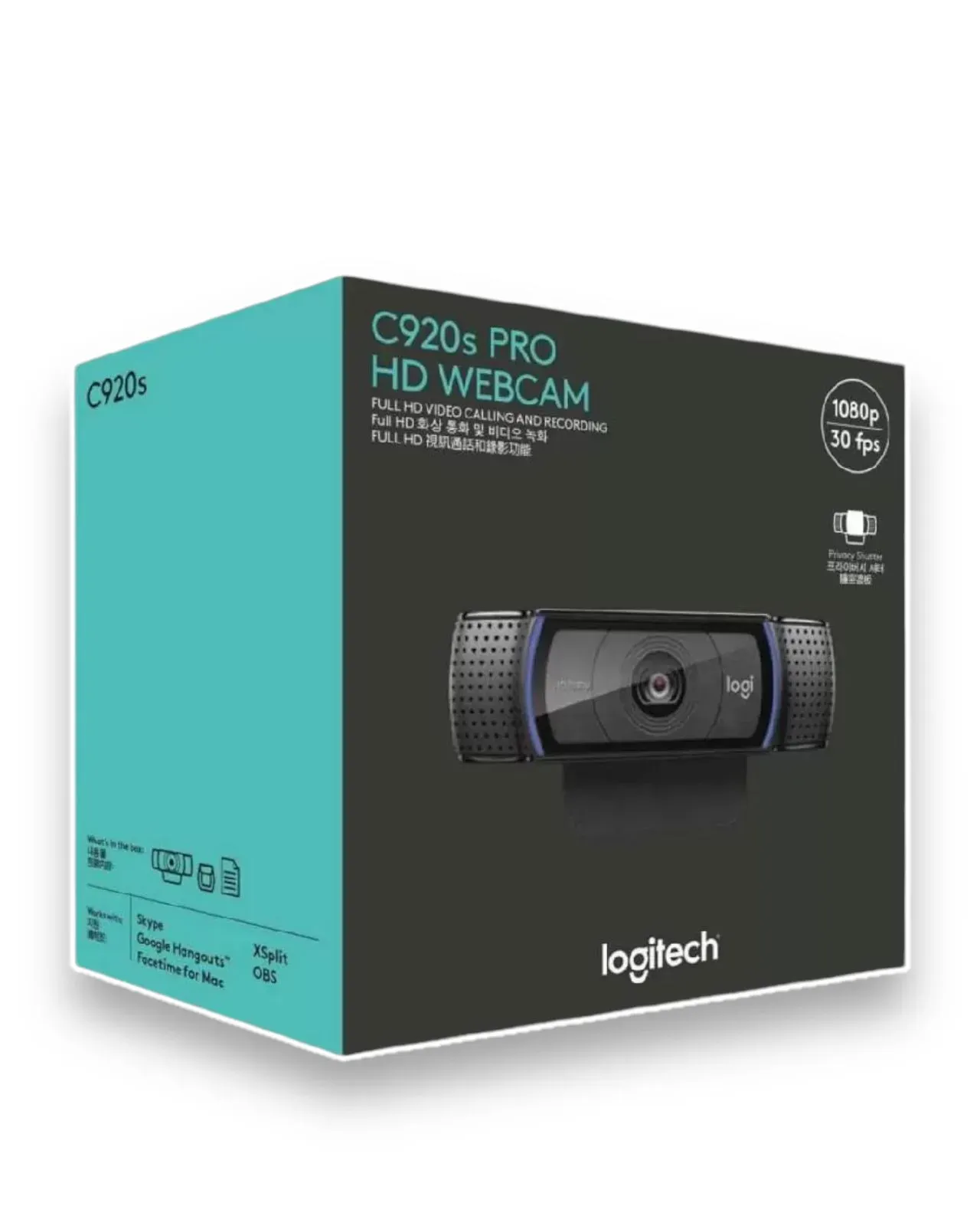  Camara Web Logitech C920s Pro, Webcam Hd / Videochats En Full Hd 1080p Color Negro