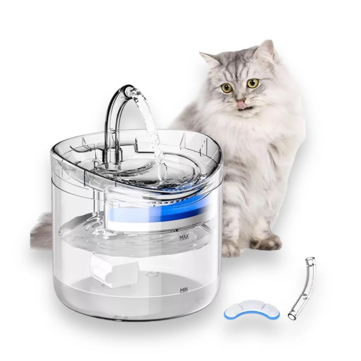 Bebedero Con Fuente Agua Automático Para Perros Y Gatos Color Blanco 