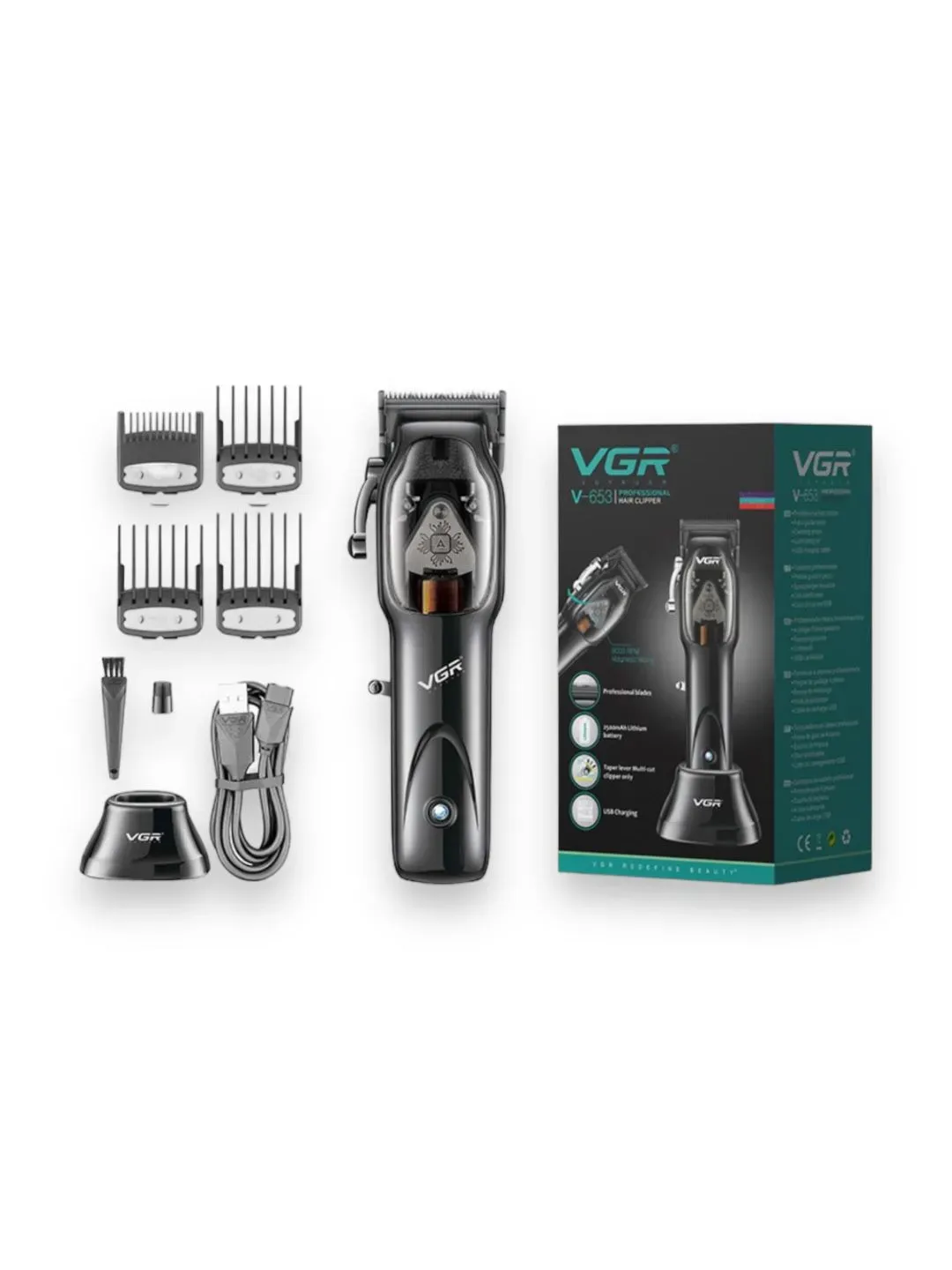  Maquina Cortadora De Cabello Profesional VGR V-653 Inalámbrica Recargable