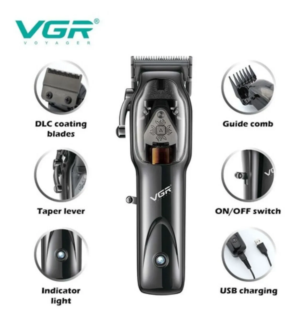  Maquina Cortadora De Cabello Profesional VGR V-653 Inalámbrica Recargable