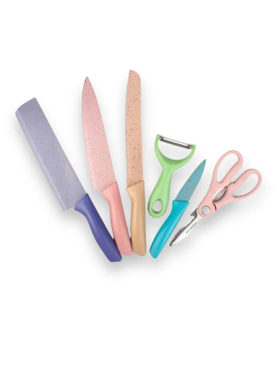 Set De Cuchillos Juego X6 Piezas Colores Pastel Cocina Knife