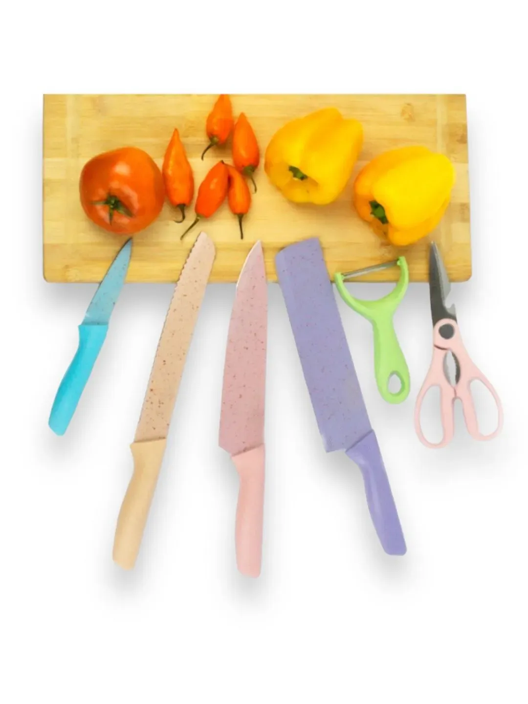 Set De Cuchillos Juego X6 Piezas Colores Pastel Cocina Knife