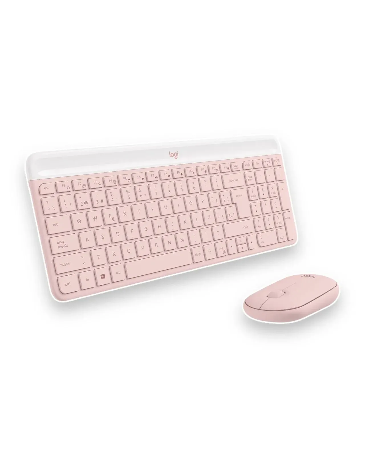 Combo Teclado Y Mouse Slim Logitech Mk470 Inalámbrico Español Rosa