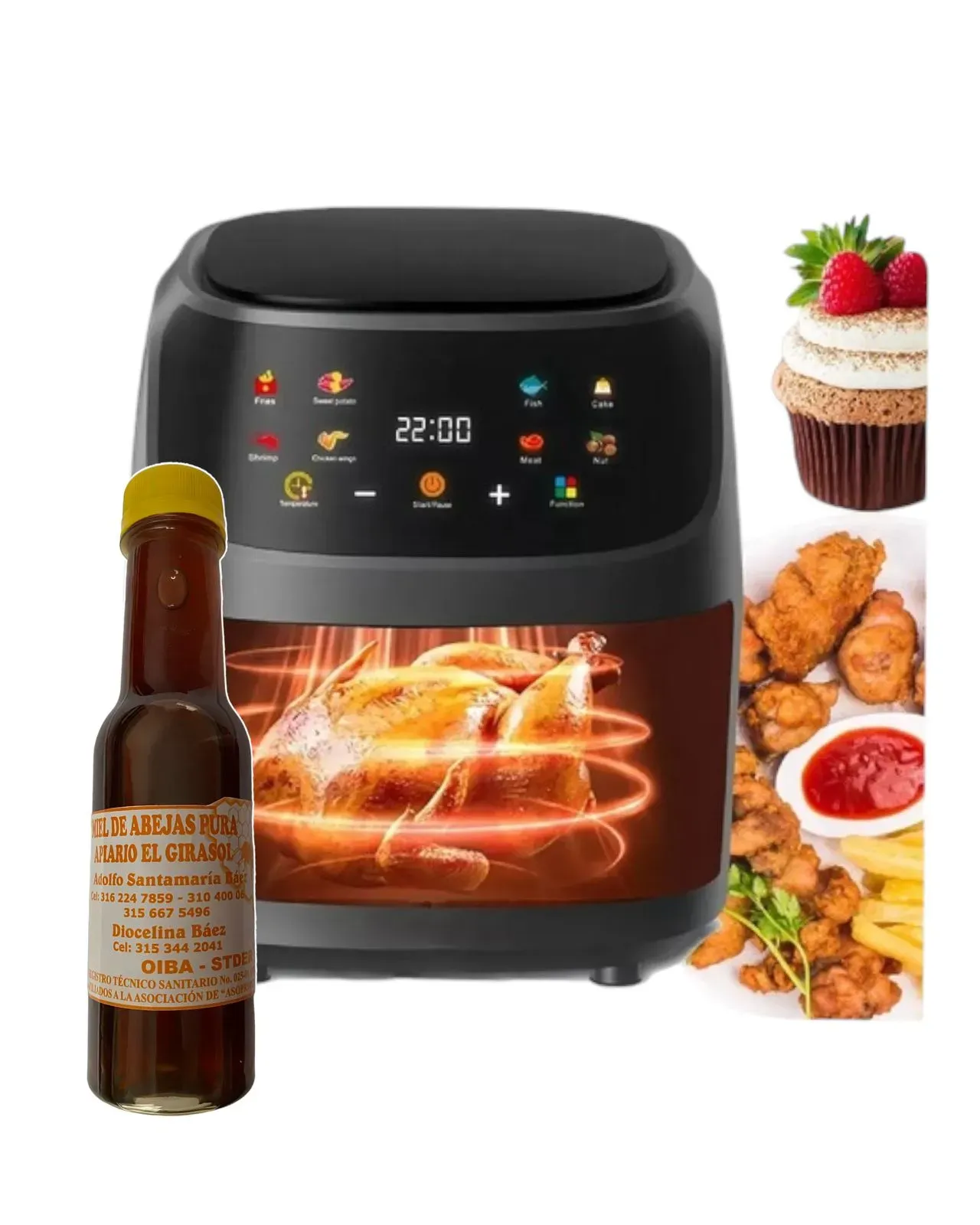 Horno Airfryer Freidora De Aire Digital Sin Aceite Silver Crest 12 Litros + Miel De Abeja 100% Pura