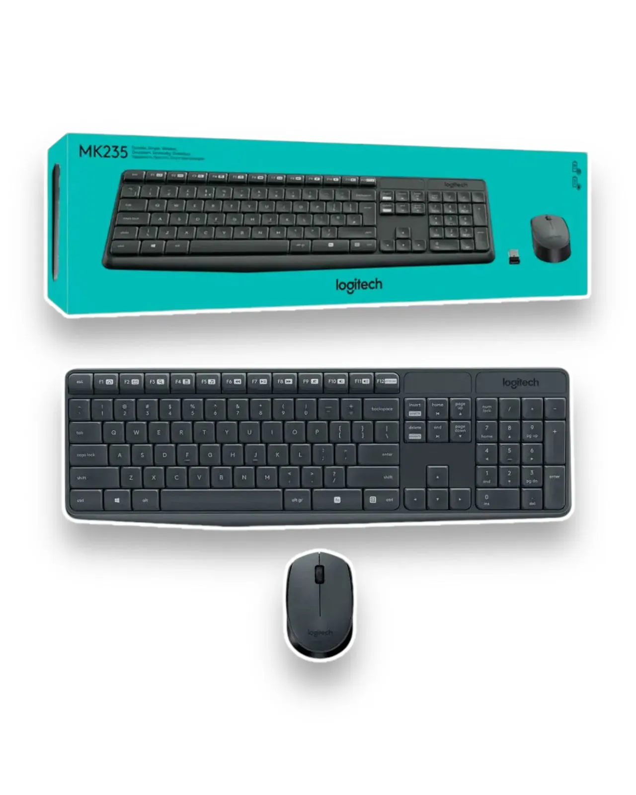 Combo Teclado Y Mouse Logitech Mk235 Inalámbrico Español Color Gris Grafito