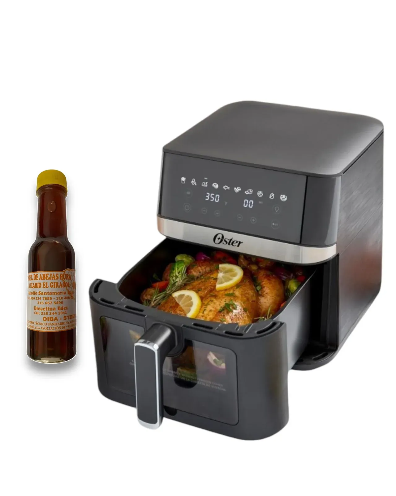 Freidora De Aire Digital Oster 6 Litros Sin Aceite Airfryer + Miel De Abeja 100% Pura