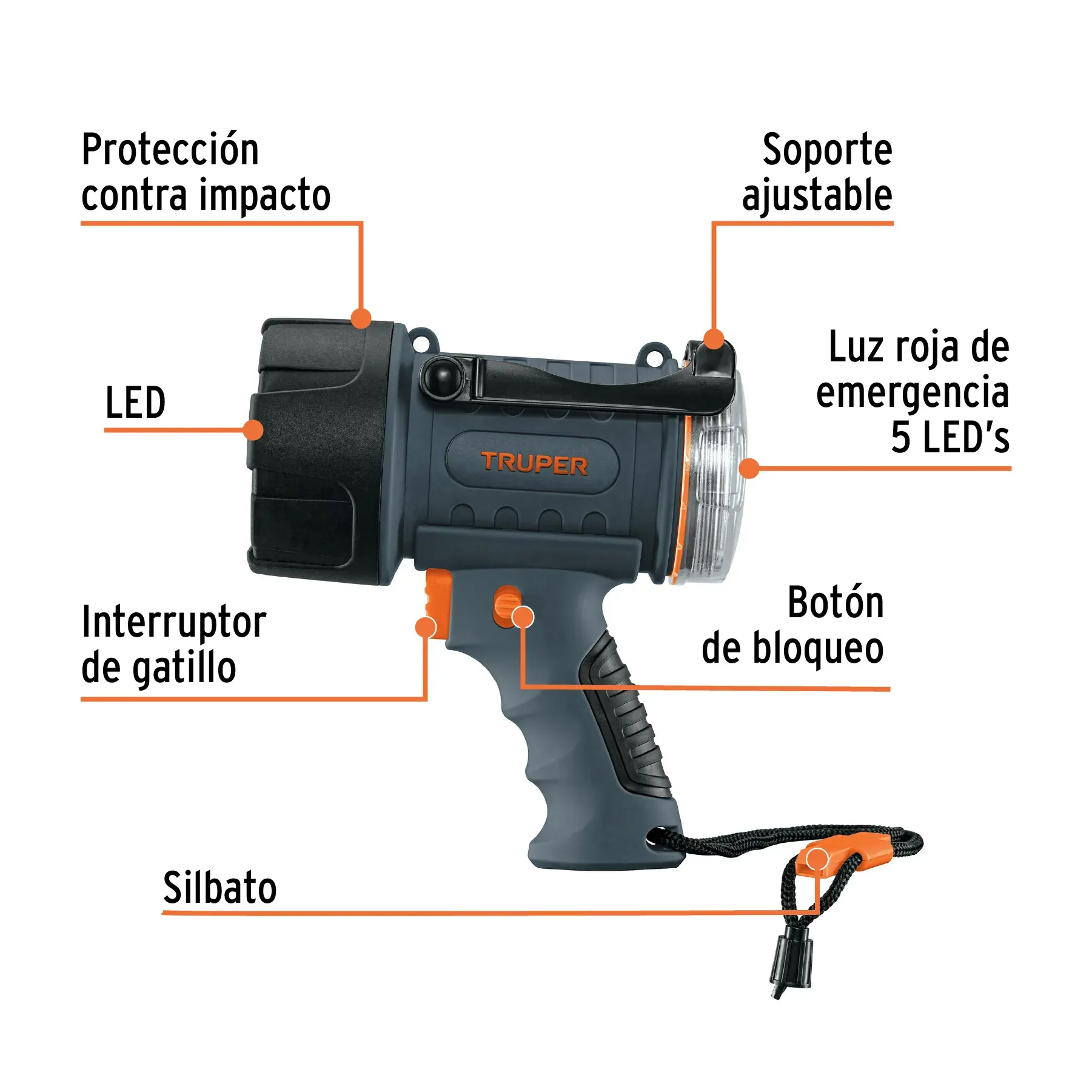 Linterna reflectora LED 300 lm recargable TRUPER