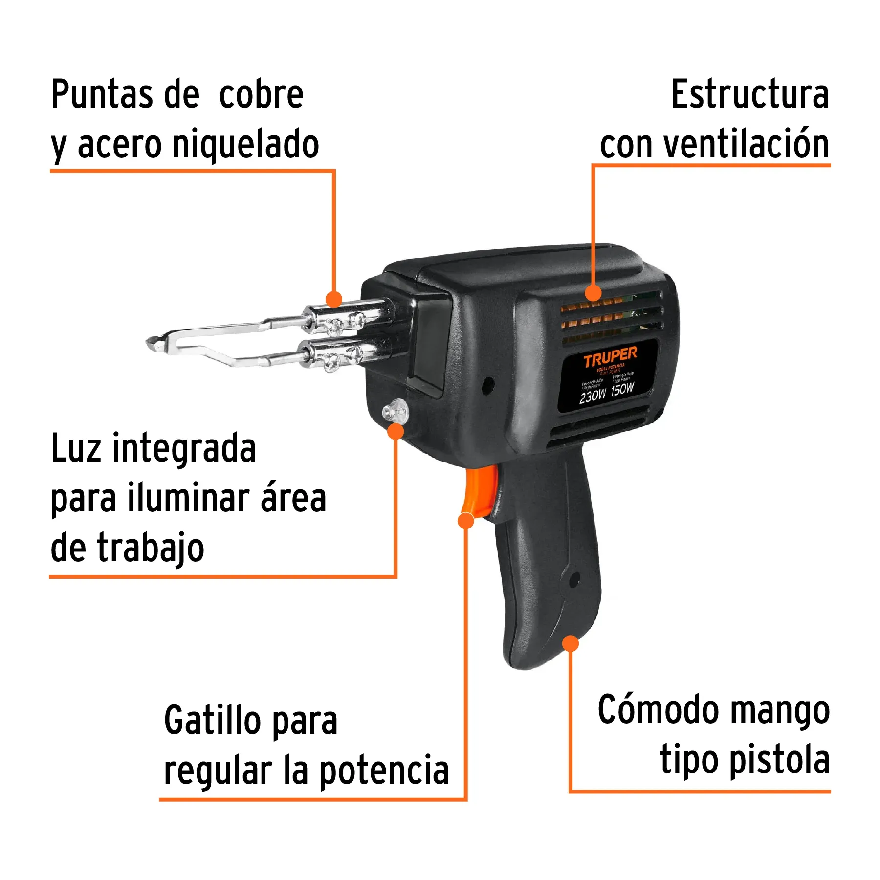 Pistola De Soldar 2 Temperaturas Cautín 230 W Truper