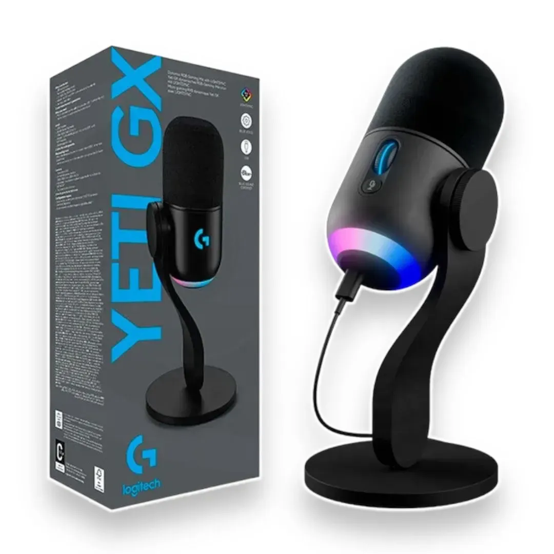 Micrófono Usb Gamer Dinámico Logitech Yeti Gx Rgb Lightsync