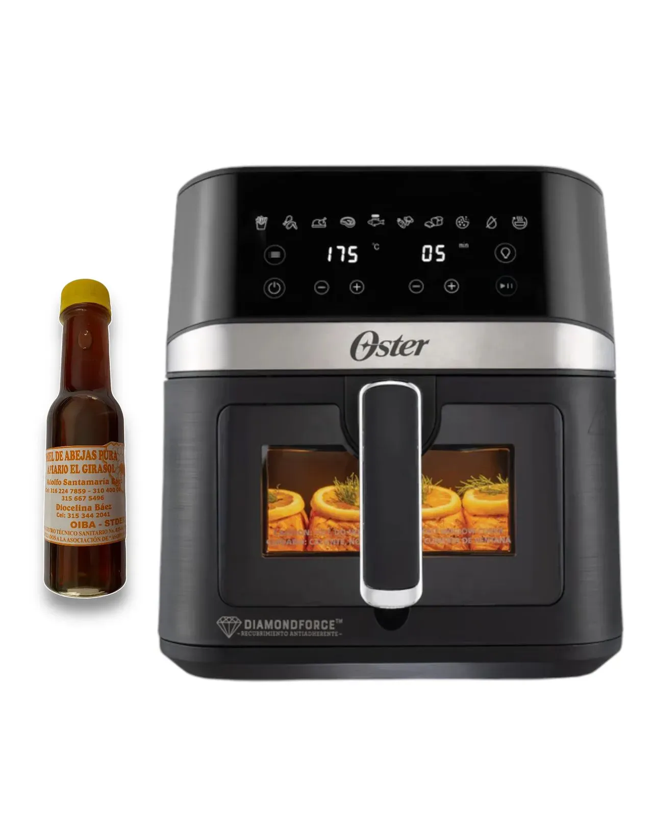 Freidora De Aire Digital Oster 6 Litros Sin Aceite Airfryer + Miel De Abeja 100% Pura