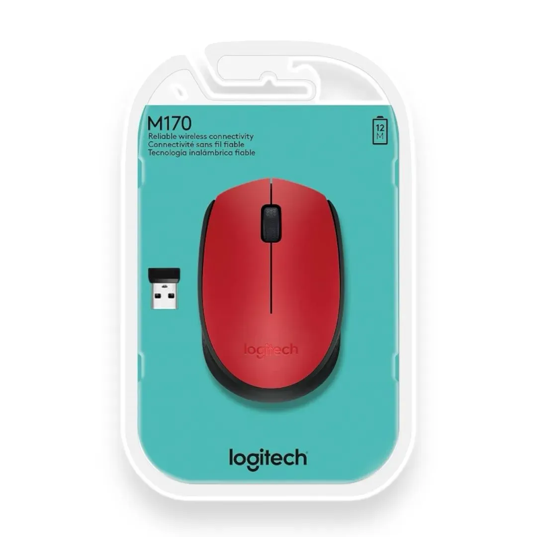 Mouse Optico Inalámbrico Logitech M170 Rojo