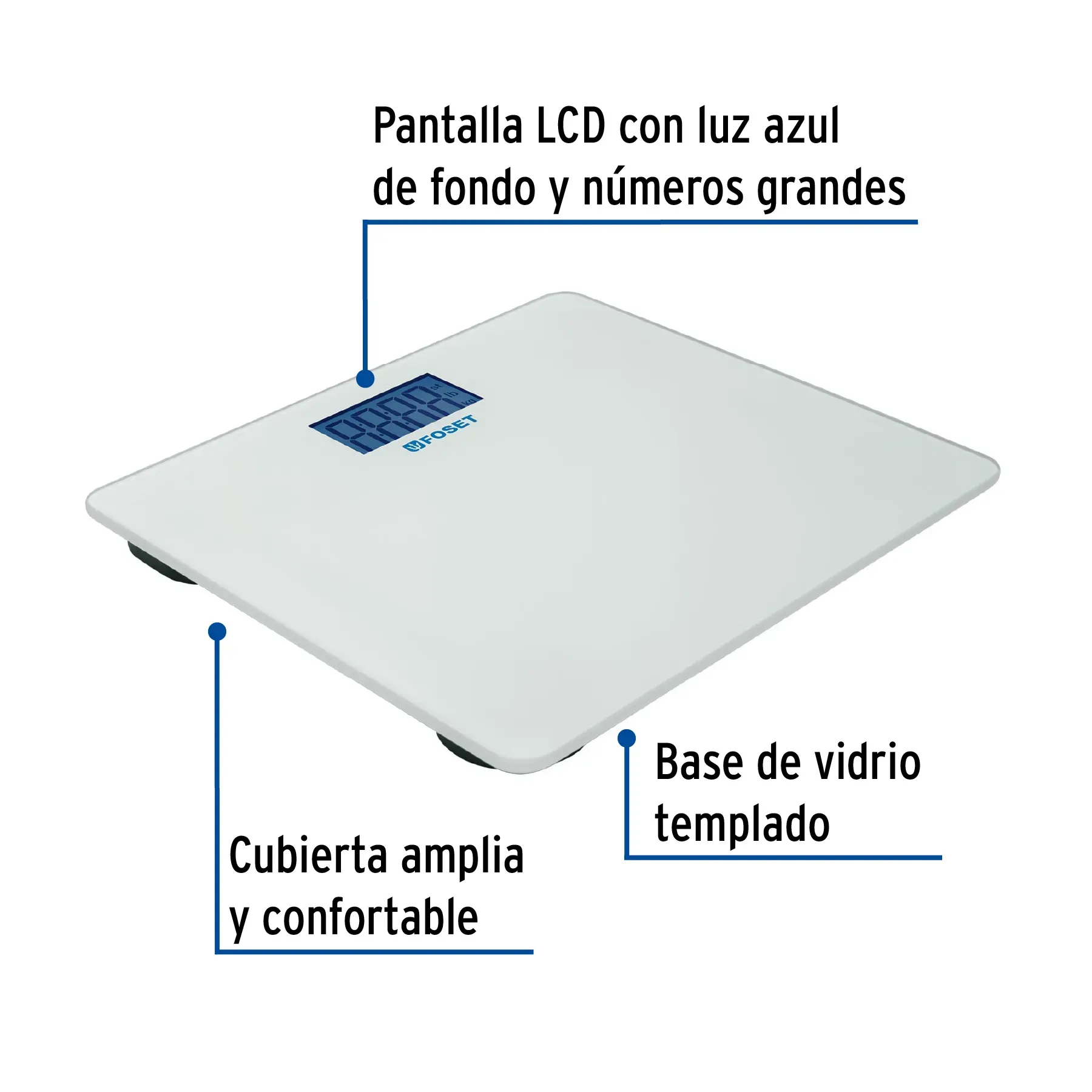 Báscula Digital Para Baño De Vidrio Templado Foset De Alta Precisión