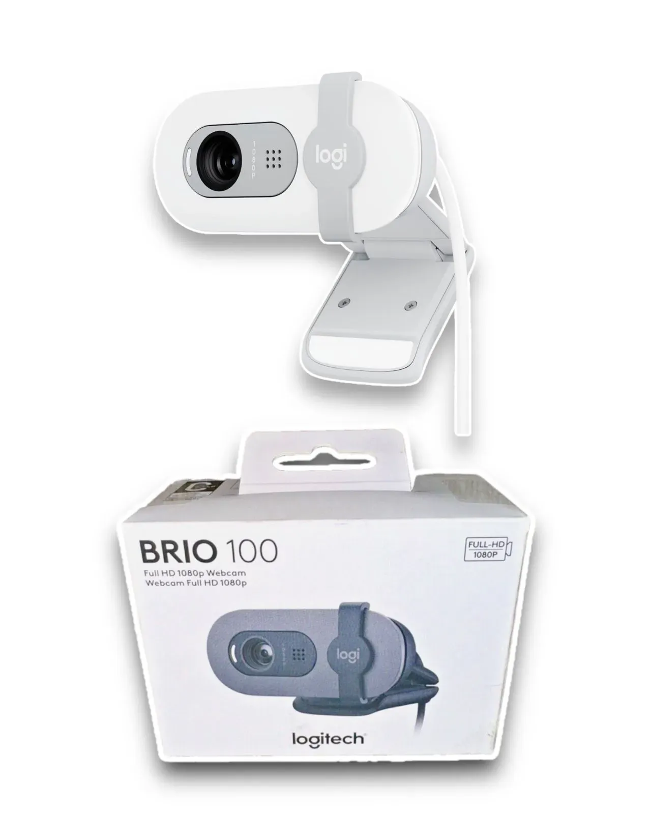 Camara WebCam Logitech Brio 100 Full Hd 1080p Tapa Rightlight 2 Color Blanco