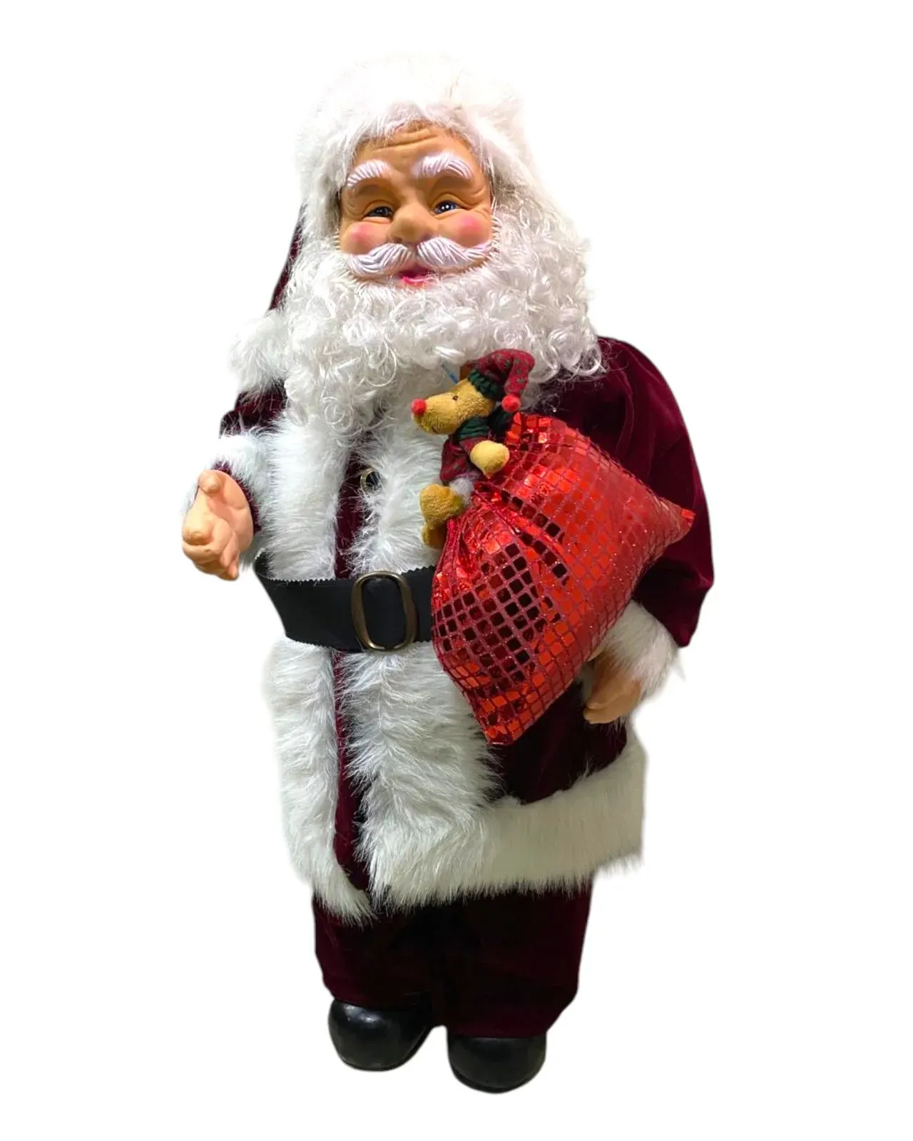 Muñeco Decorativo Papa Noel Navideño En Terciopelo 100Cm Santa Claus / Tejido a Mano