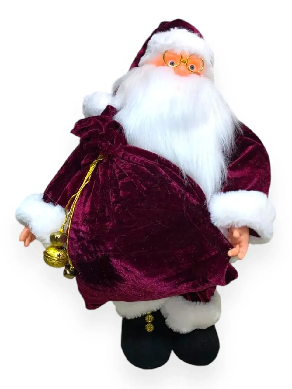 Muñeco Decorativo Papa Noel Navideño En Terciopelo 60Cm Con Luces Led / Tejido a Mano