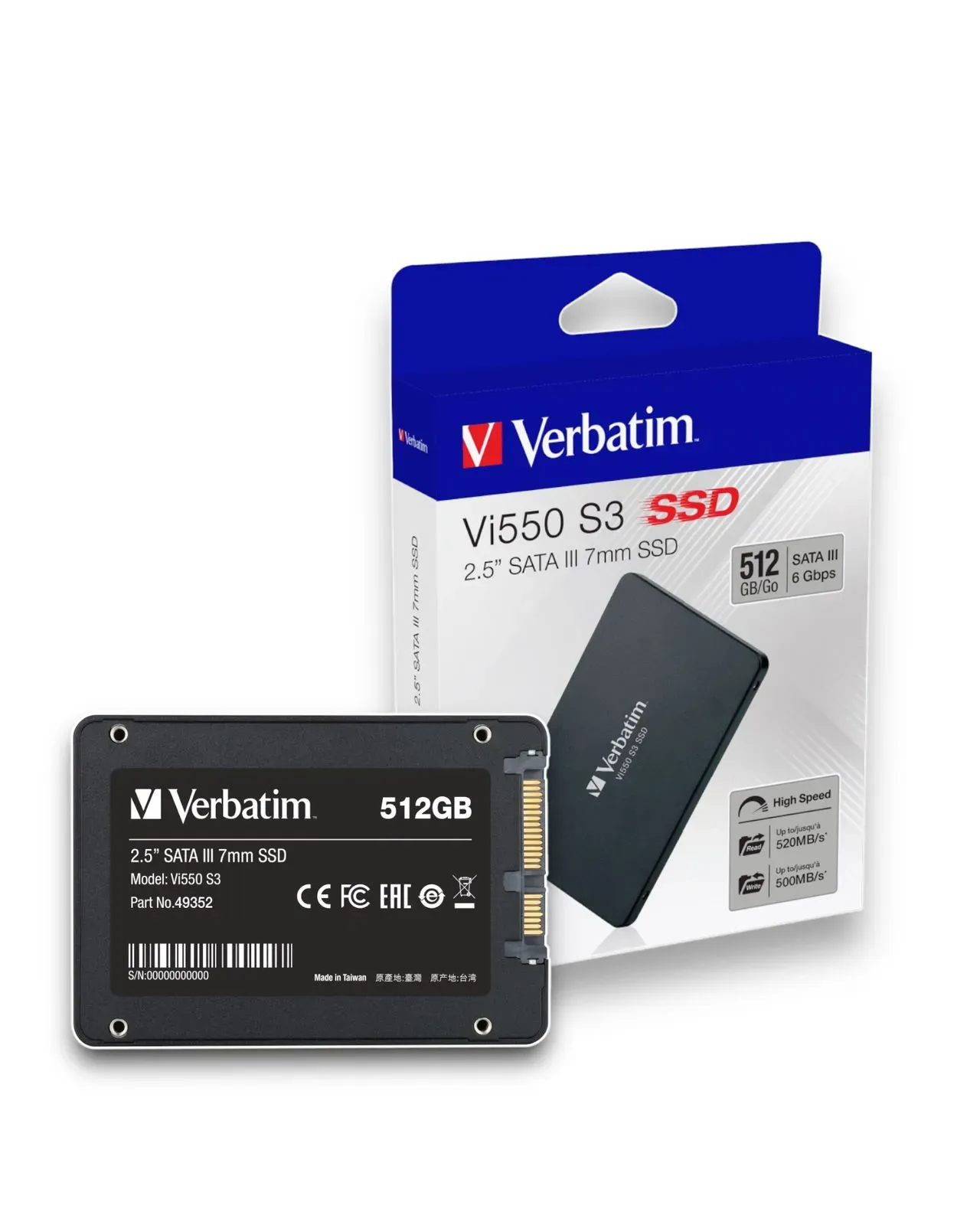 Disco Duro SSD Interno VERBATIM 512Gb Slim Vi550 S3 512GB