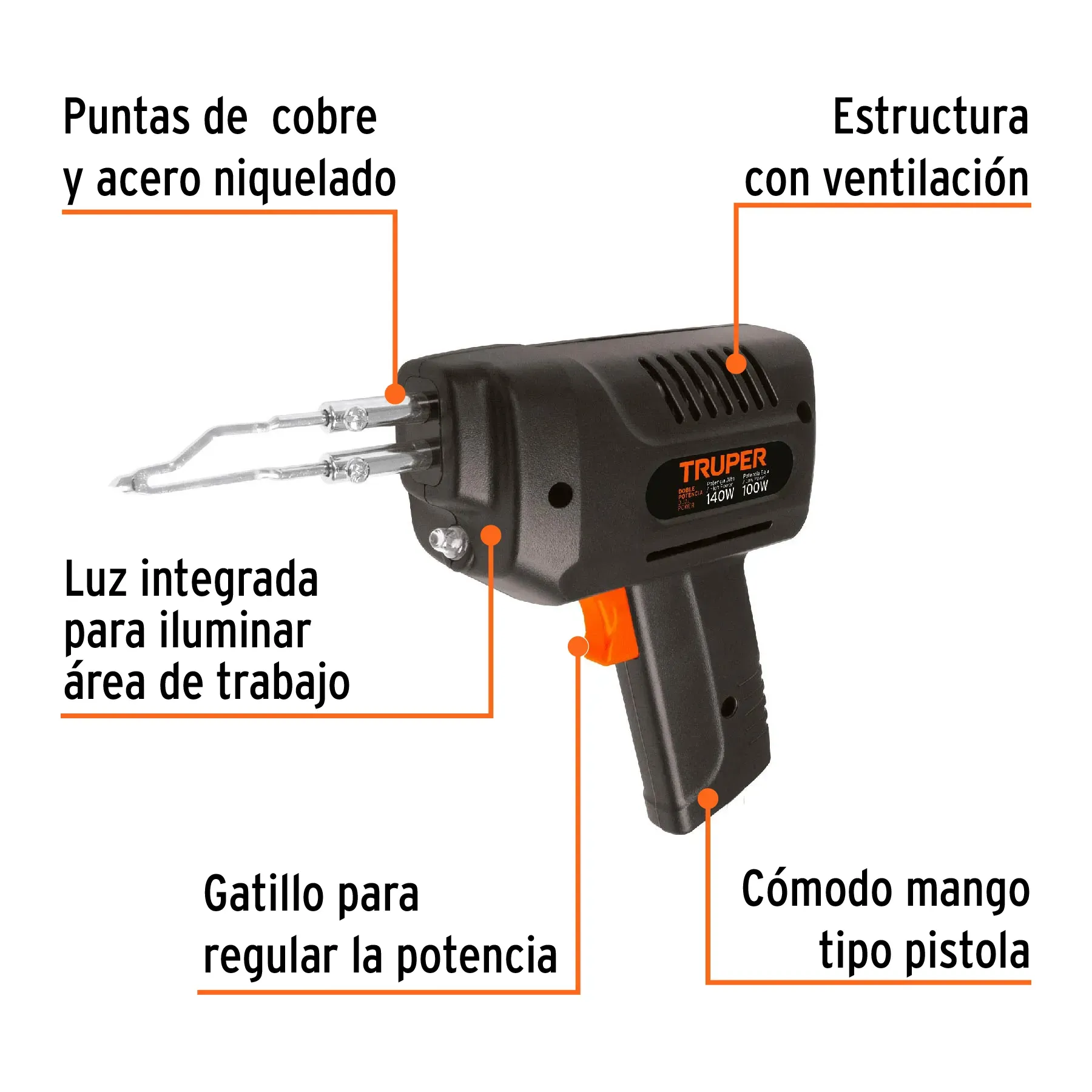 Pistola De Soldar 2 Temperaturas Cautín 140 W Truper