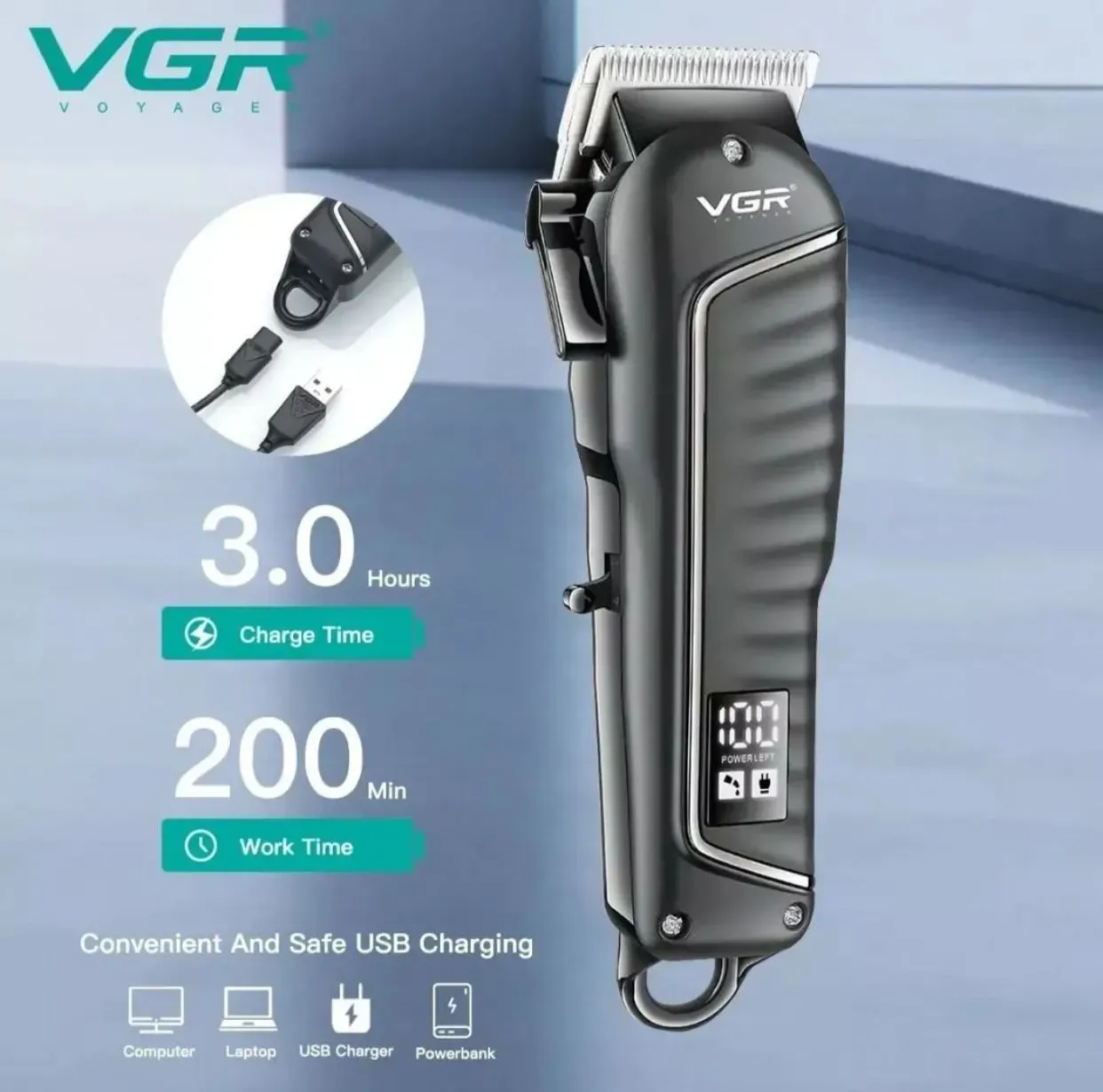 Maquina Cortadora De Cabello Profesional VGR V-683 Inalámbrica Recargable