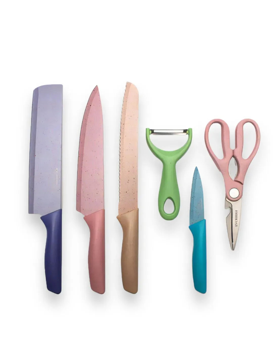Set De Cuchillos Juego X6 Piezas Colores Pastel Cocina Knife