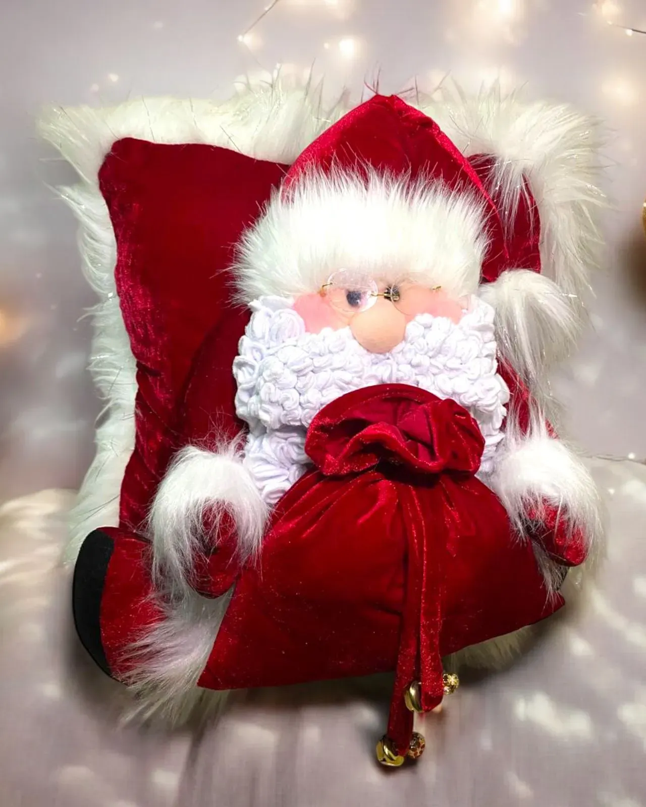 Cojin Navideño Decorativo Papa Noel 45Cm Santa Claus / Tejido a Mano