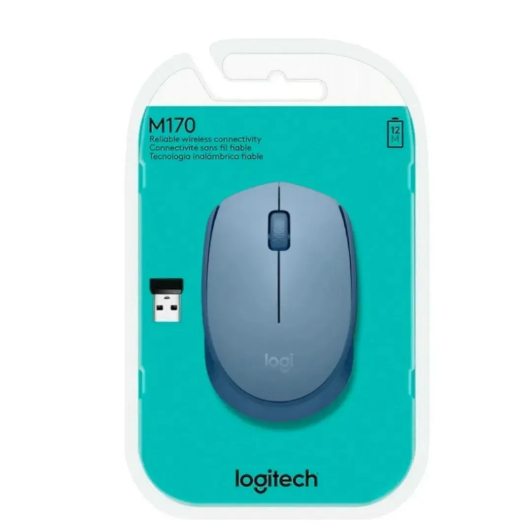 Mouse Optico Inalámbrico Logitech M170 Blue Grey