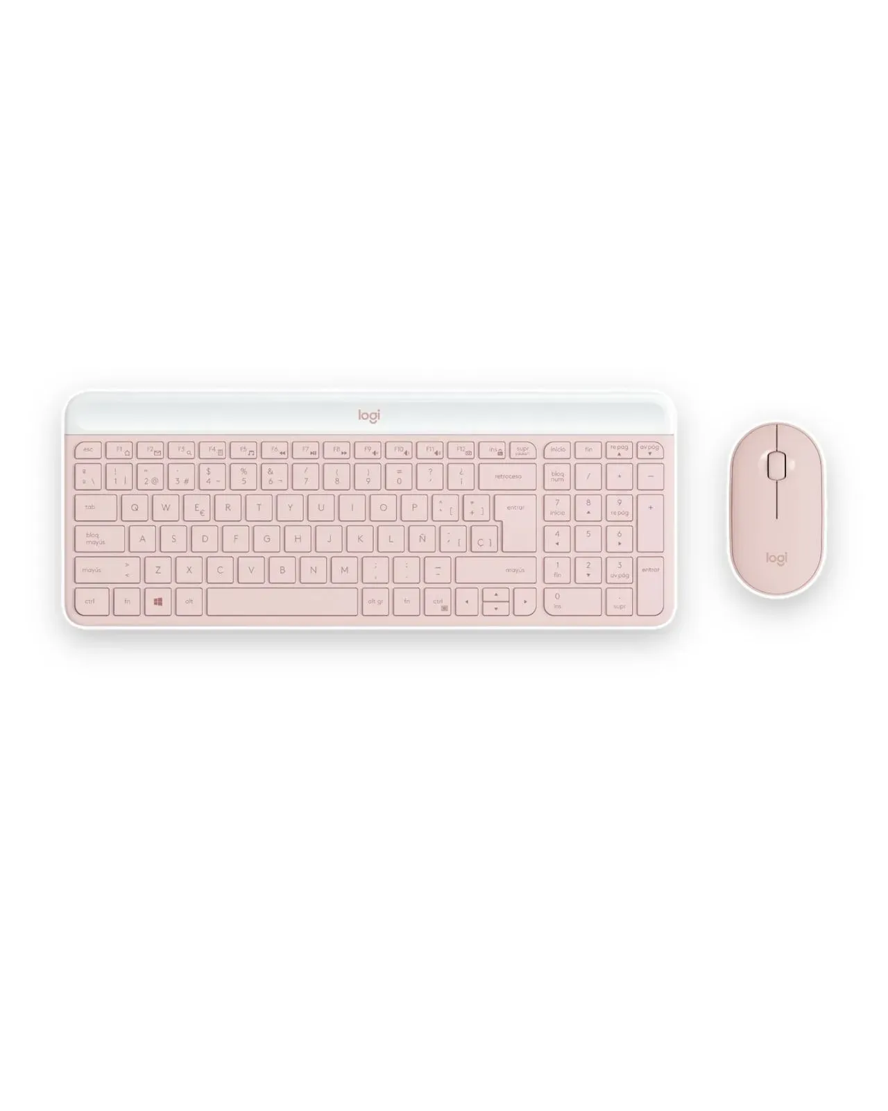 Combo Teclado Y Mouse Slim Logitech Mk470 Inalámbrico Español Rosa