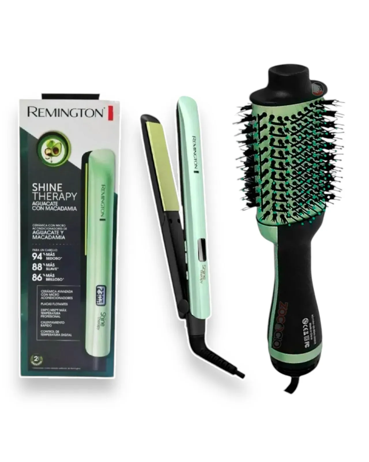 Cepillo Secador One Step + Plancha Para Cabello Remington Aguacate Con Macadamia