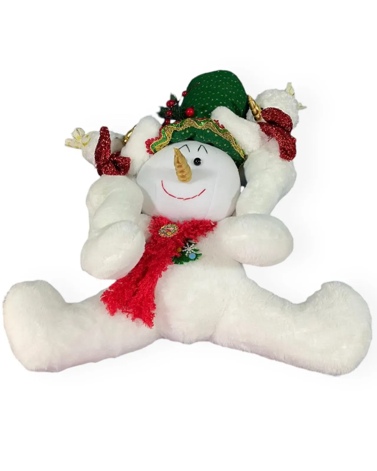 Muñeco Decorativo Muñeco De Nieve Navideño En Algodon  50Cm Merry Christmas / Tejido a Mano 