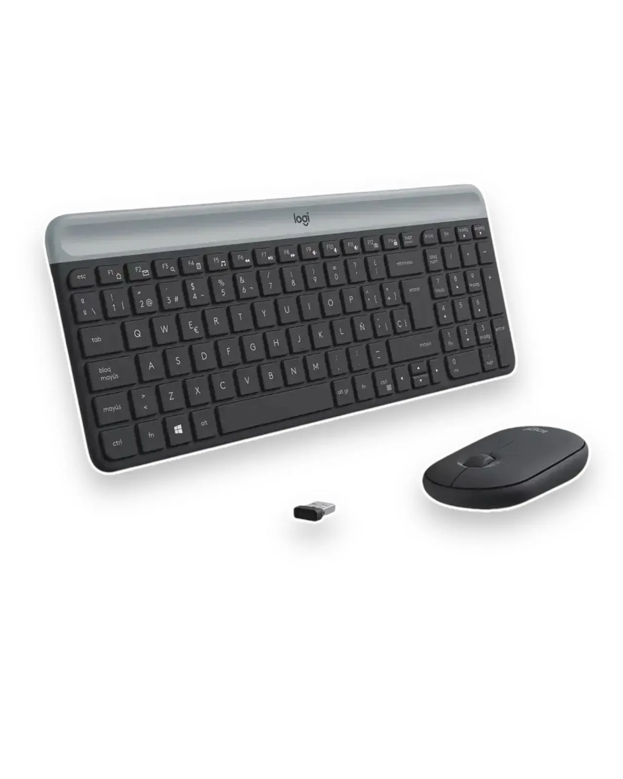 Combo Teclado Y Mouse Slim Logitech Mk470 Inalámbrico Español Gris