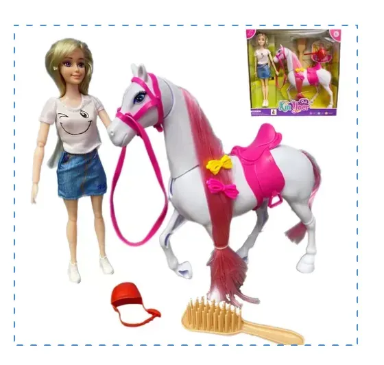 Muñeca Articulada Con Caballo Y Accesorios