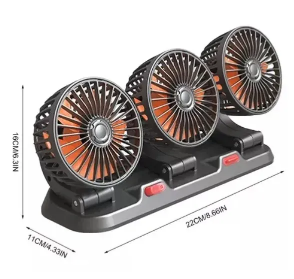 Ventilador Triple Portátil Para Carro 12V