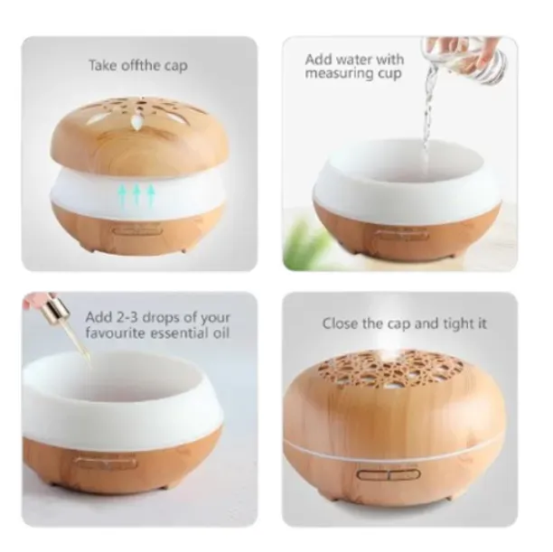 Humidificador De Esencias Madera Redondo Grande 