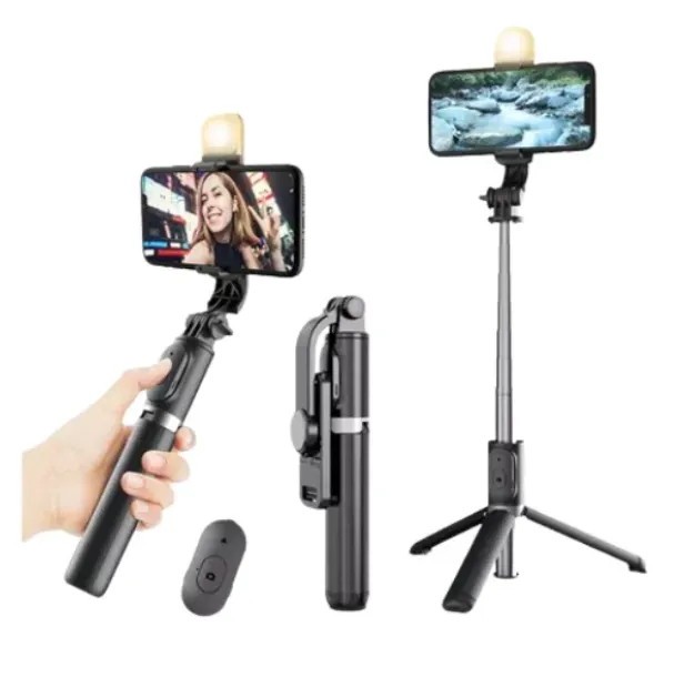 Trípode Selfie Stick Con Control Bluetooth Y Lámpara Led 