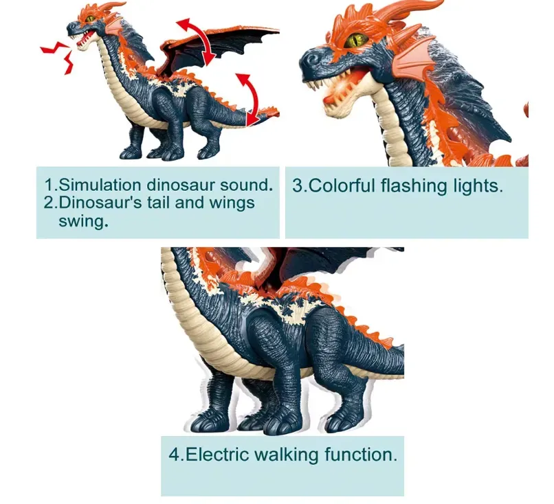 Dragón Eléctrico Interactivo Con Movimiento De Cola y Alas 