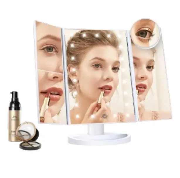 Espejo De Maquillaje Triple Con Luces LED XR-568