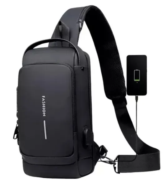 Bolso Antirrobo Negro Con Puerto USB Y Candado