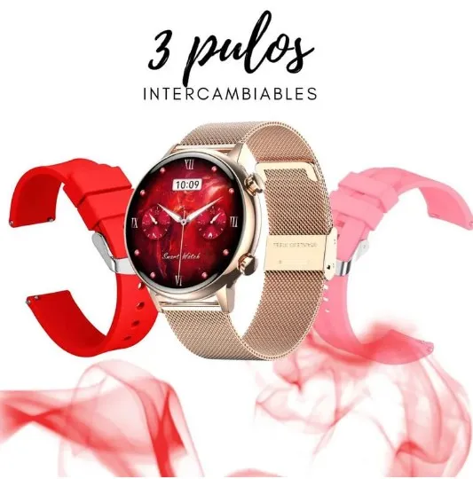 Reloj Inteligente Mobulaa Romance: Tu compañero inteligente con pantalla AMOLED (Oro Rosa)