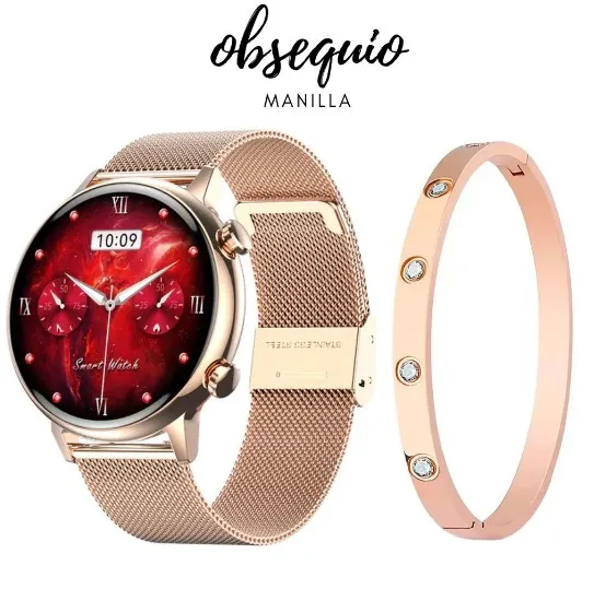 Reloj Inteligente Mobulaa Romance: Tu compañero inteligente con pantalla AMOLED (Oro Rosa)